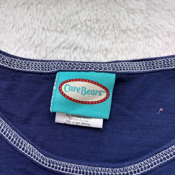 2006 Care Bears Grumpy Bear Y2K Baby Tee Navy Blue Lettuce Hem Shirt Large - Picture 3 of 6